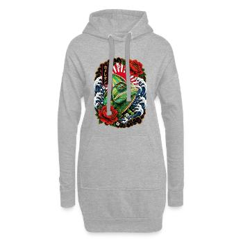 Chamäleon im japanischen Irezumi Tattoo Stil - Hoodie-Kleid - Grau meliert - Vorne