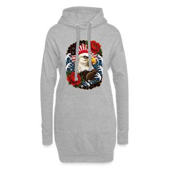 Weißkopfseeadler im japanischen Tattoo Stil - Hoodie-Kleid - Grau meliert - Vorne