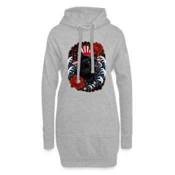 Schwarzer Panther im japanischen Irezumi Stil - Hoodie-Kleid - Grau meliert - Vorne