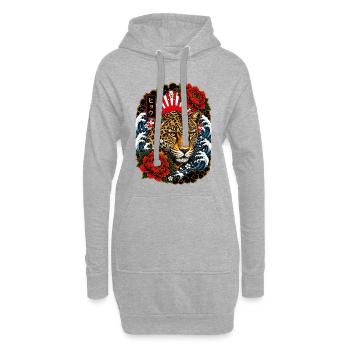 Leopard im japanischen Irezumi Tattoo Stil - Hoodie-Kleid - Grau meliert - Vorne