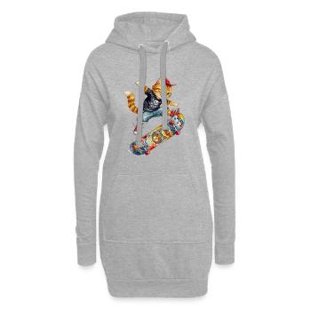 Cool Skating Cat Skateboard Watercolor Design - Hoodie-Kleid - Grau meliert - Vorne
