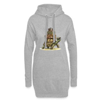 Lustige Reise Schildkröte mit Koffer Urlaubs Motiv - Hoodie-Kleid - Grau meliert - Vorne