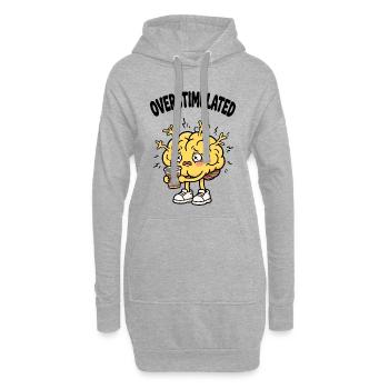 Überreiztes Gehirn braucht Eiskaffee - Hoodie-Kleid - Grau meliert - Vorne