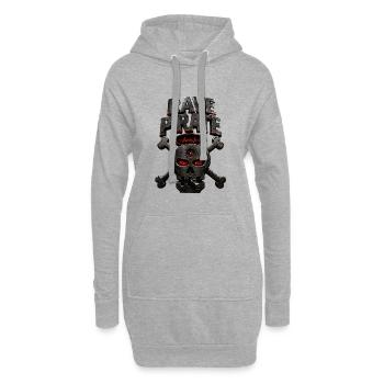 Crâne de Pirate Rave - Sweat-shirt à capuche long Femme - gris chiné - Devant
