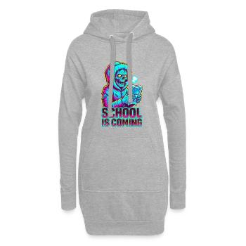 L’école arrive Zombie console portable glacée - Sweat-shirt à capuche long Femme - gris chiné - Devant