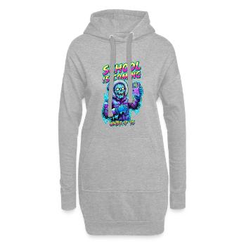 L’école arrive hiver 95 Zombie gamer portable - Sweat-shirt à capuche long Femme - gris chiné - Devant