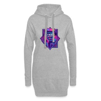 Borne d’arcade rétro - F#CK SCHOOL Synthwave - Sweat-shirt à capuche long Femme - gris chiné - Devant