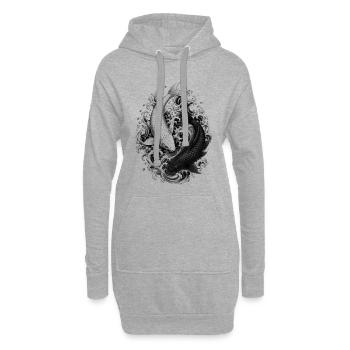Deux koi en yin yang dans le style artistique Irezumi - Sweat-shirt à capuche long Femme - gris chiné - Devant