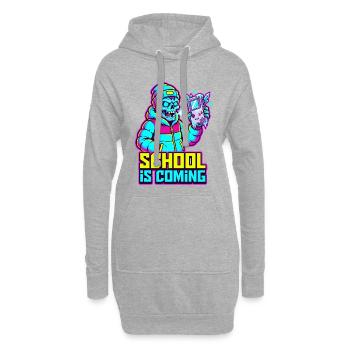 L’école arrive Zombie console portable glacée - Sweat-shirt à capuche long Femme - gris chiné - Devant