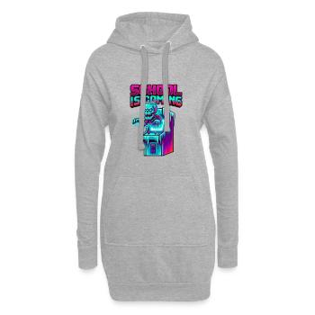 L’école arrive Borne d’arcade Pixel Zombie - Sweat-shirt à capuche long Femme - gris chiné - Devant