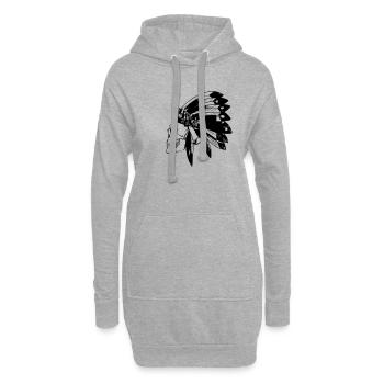 Chef de plumes - crâne - Sweat-shirt à capuche long Femme - gris chiné - Devant