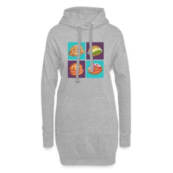 Collection de streetfood allemand Œuvres d’art Food to go - Sweat-shirt à capuche long Femme - gris chiné - Devant