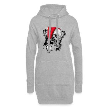 Père Noël chinois Chien à crête Signes de Noël - Sweat-shirt à capuche long Femme - gris chiné - Devant