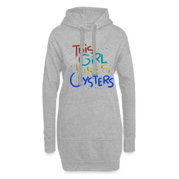 Fruits de mer drôle disant fille aime les huîtres - Sweat-shirt à capuche long Femme - gris chiné - Devant