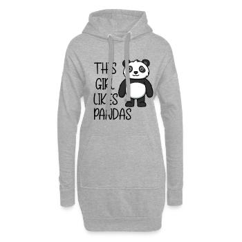 Girl Likes Pandas Ironisches Zitat Wilde Tiere - Hoodie-Kleid - Grau meliert - Vorne
