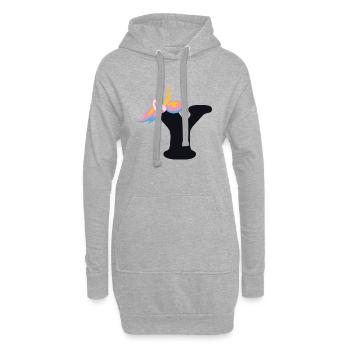 Einhorn-Buchstabe Regenbogenstyle "Y" | be unique - Hoodie-Kleid - Grau meliert - Vorne