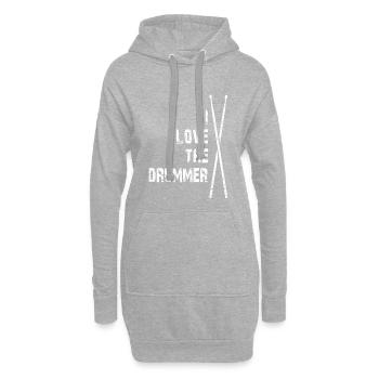 I Love The Drummer | Ich liebe den Schlagzeuger - Hoodie-Kleid - Grau meliert - Vorne
