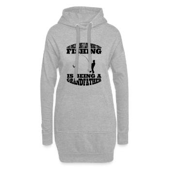 pêcheur grand-père hameçon pêche cadeau grand-père - Sweat-shirt à capuche long Femme - gris chiné - Devant