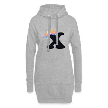 Einhorn-Buchstabe Regenbogenstyle "X" | be unique - Hoodie-Kleid - Grau meliert - Vorne