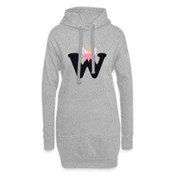 Einhorn-Buchstabe Regenbogenstyle "W" | be unique - Hoodie-Kleid - Grau meliert - Vorne