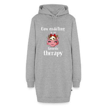 Cow cuddling cow cuddling cuddly cuddly therapy - Hoodie Dress - heather grey - Front