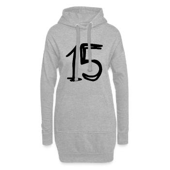 15. 15 JAHRE. 15-jähriges JUBILÄUM. GEBURTSTAG 15 JAHRE. - Hoodie-Kleid - Grau meliert - Vorne