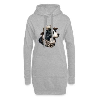 Border Collie portant un chapeau de paille - Sweat-shirt à capuche long Femme - gris chiné - Devant