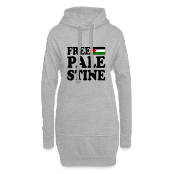 Free palestine - Sweat-shirt à capuche long Femme - gris chiné - Devant