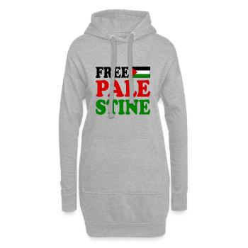 Free palestine - Sweat-shirt à capuche long Femme - gris chiné - Devant