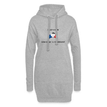 France Gardez votre calme et croissant cadeau amusant - Sweat-shirt à capuche long Femme - gris chiné - Devant