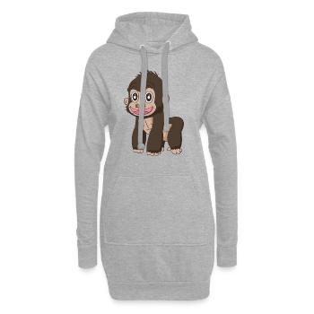 Süsser Affe - Hoodie-Kleid - Grau meliert - Vorne