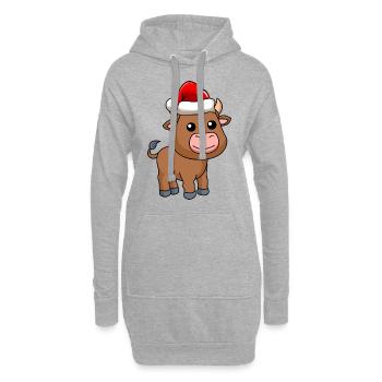 Stier Comic Weihnachten - Hoodie-Kleid - Grau meliert - Vorne