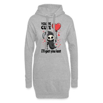 Süßer Sensenmann mit romantischem Herzen - Hoodie-Kleid - Grau meliert - Vorne