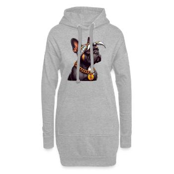 Französische Bulldogge Old School Rapper - Hoodie-Kleid - Grau meliert - Vorne