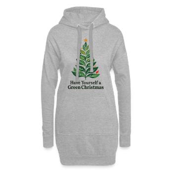 Sapin de Noël vert écologique - Sweat-shirt à capuche long Femme - gris chiné - Devant