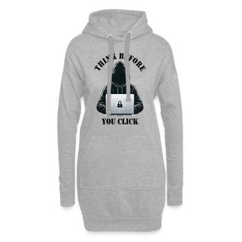 Denke nach bevor du klickst - Cyber Sicherheit - Hoodie-Kleid - Grau meliert - Vorne