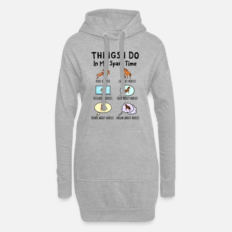 Was ich in meiner Freizeit mache: Alles über Pferd - Hoodie-Kleid - Grau meliert