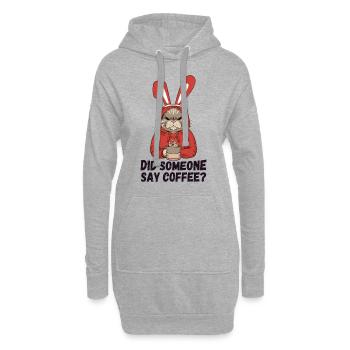 Hat jemand Kaffee gesagt? Katze mit Hasenohren - Hoodie-Kleid - Grau meliert - Vorne