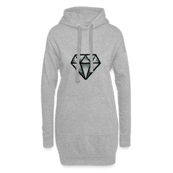 cooler Diamant Diamond Kristall Crystal - Hoodie-Kleid - Grau meliert - Vorne