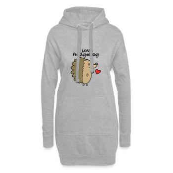 I love Hedgehog - Hoodie-Kleid - Grau meliert - Vorne