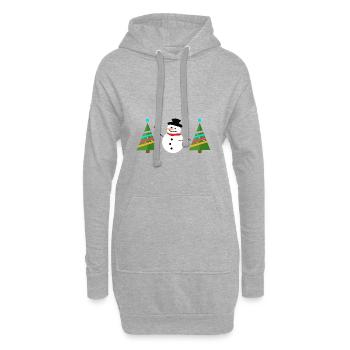 Bonhomme de neige avec sapin de Noël - Sweat-shirt à capuche long Femme - gris chiné - Devant