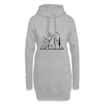 Camping in den Bergen - Hoodie-Kleid - Grau meliert - Vorne