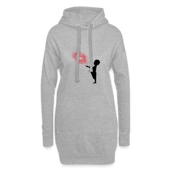 Répandre l'amour - Sweat-shirt à capuche long Femme - gris chiné - Devant