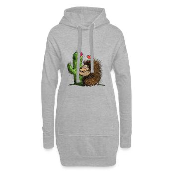 Journée internationale de câlins Hedgehog Cactus - Sweat-shirt à capuche long Femme - gris chiné - Devant