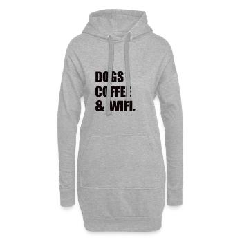 Dogs Coffee & Wifi lustig Hunde Shirt - Hoodie-Kleid - Grau meliert - Vorne