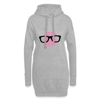 cerveau - Sweat-shirt à capuche long Femme - gris chiné - Devant