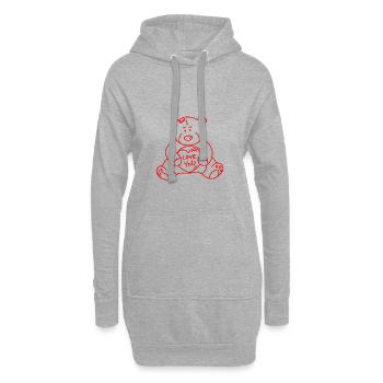 Saint Valentin Cher Ours Teddy I Love coeur ours gay - Sweat-shirt à capuche long Femme - gris chiné - Devant
