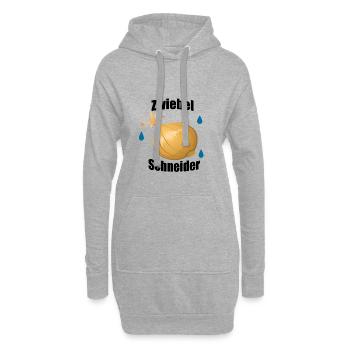 Zwiebeln, Zwiebel, Zwiebelschneider, tränen, Augen - Hoodie-Kleid - Grau meliert - Vorne