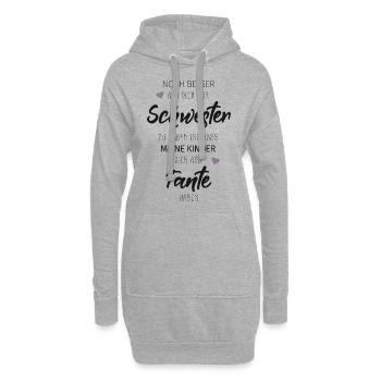 Beste Schwester Tante Nichte Neffe Spruch Geschenk - Hoodie-Kleid - Grau meliert - Vorne