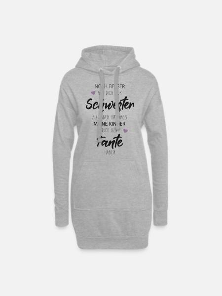 Beste Schwester Tante Nichte Neffe Spruch Geschenk - Hoodie-Kleid - Grau meliert